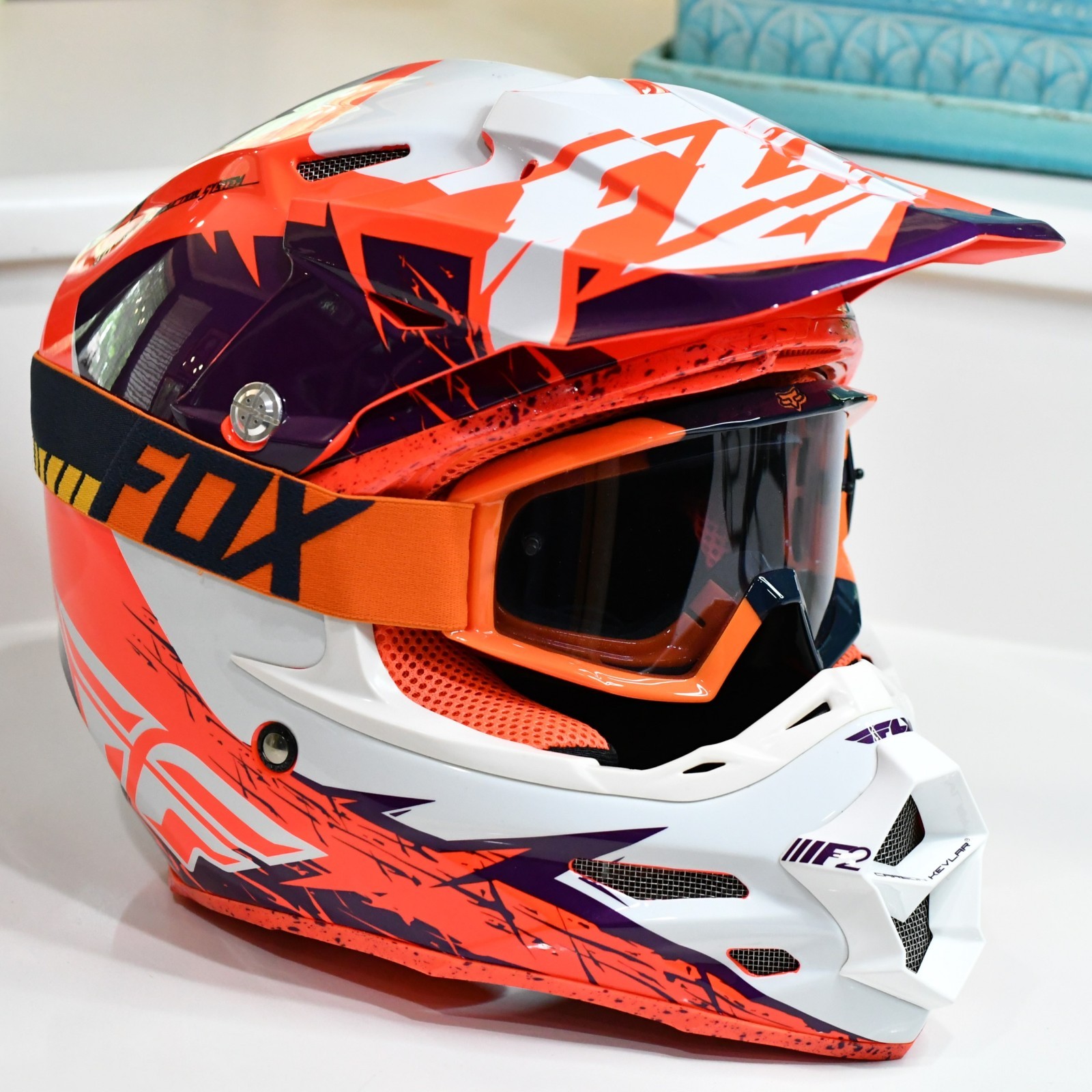 Fly Racing F2 Carbon MIPS Helmet Size Large With Fox Racing Goggles NEW