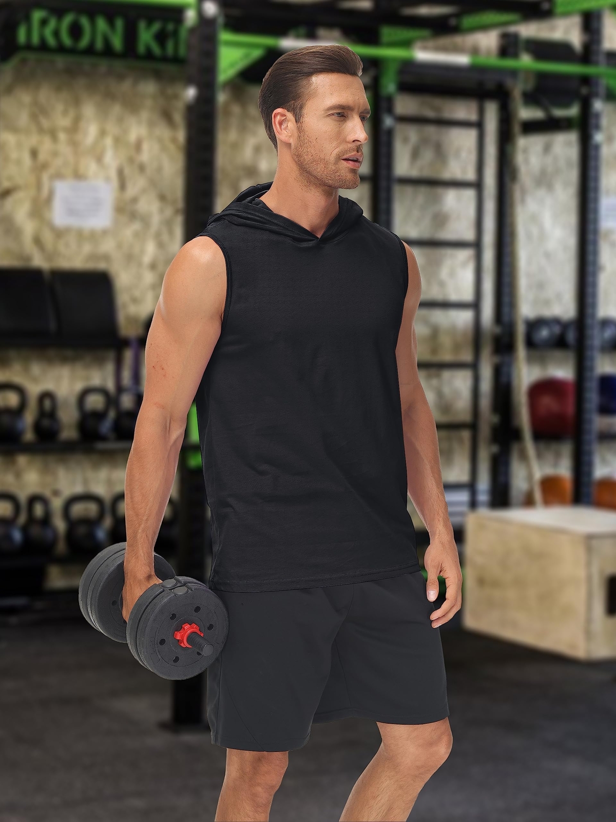 Men's Hoodie Sleeveless Muscle Shirts Gym Workout Casual Running Sport Summer T gallery