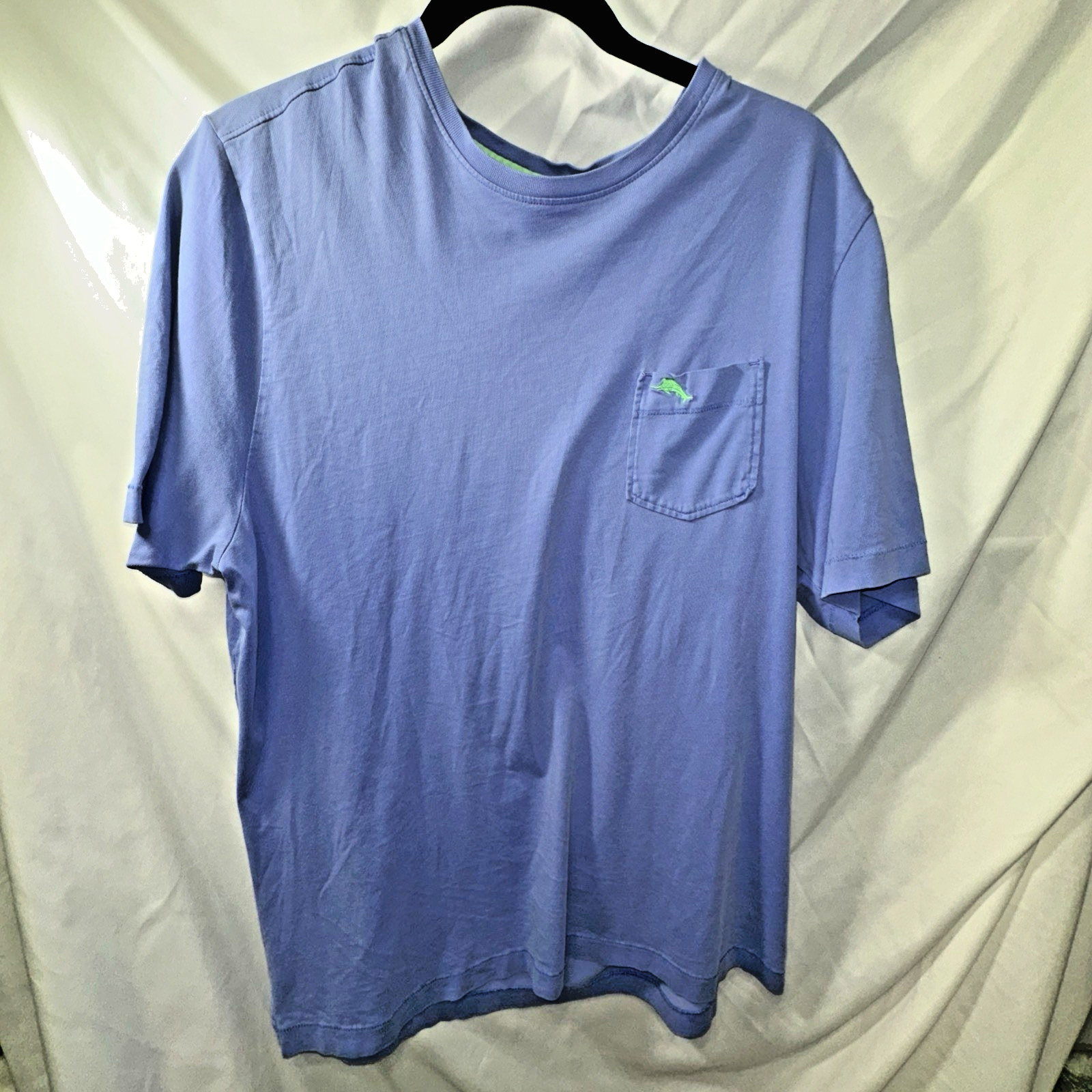 Tommy Bahama Men’s T-Shirt Periwinkle Blue With Pocket/Logo Med Pima Cotton