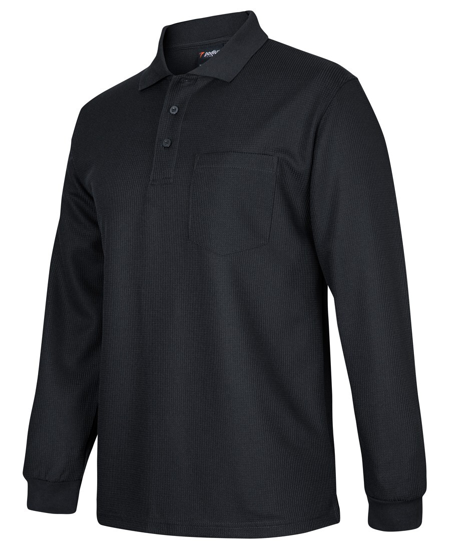 Podium Textured Long Sleeve Waffle Pocket Polo With Cool Moisture Wicking Fabric gallery