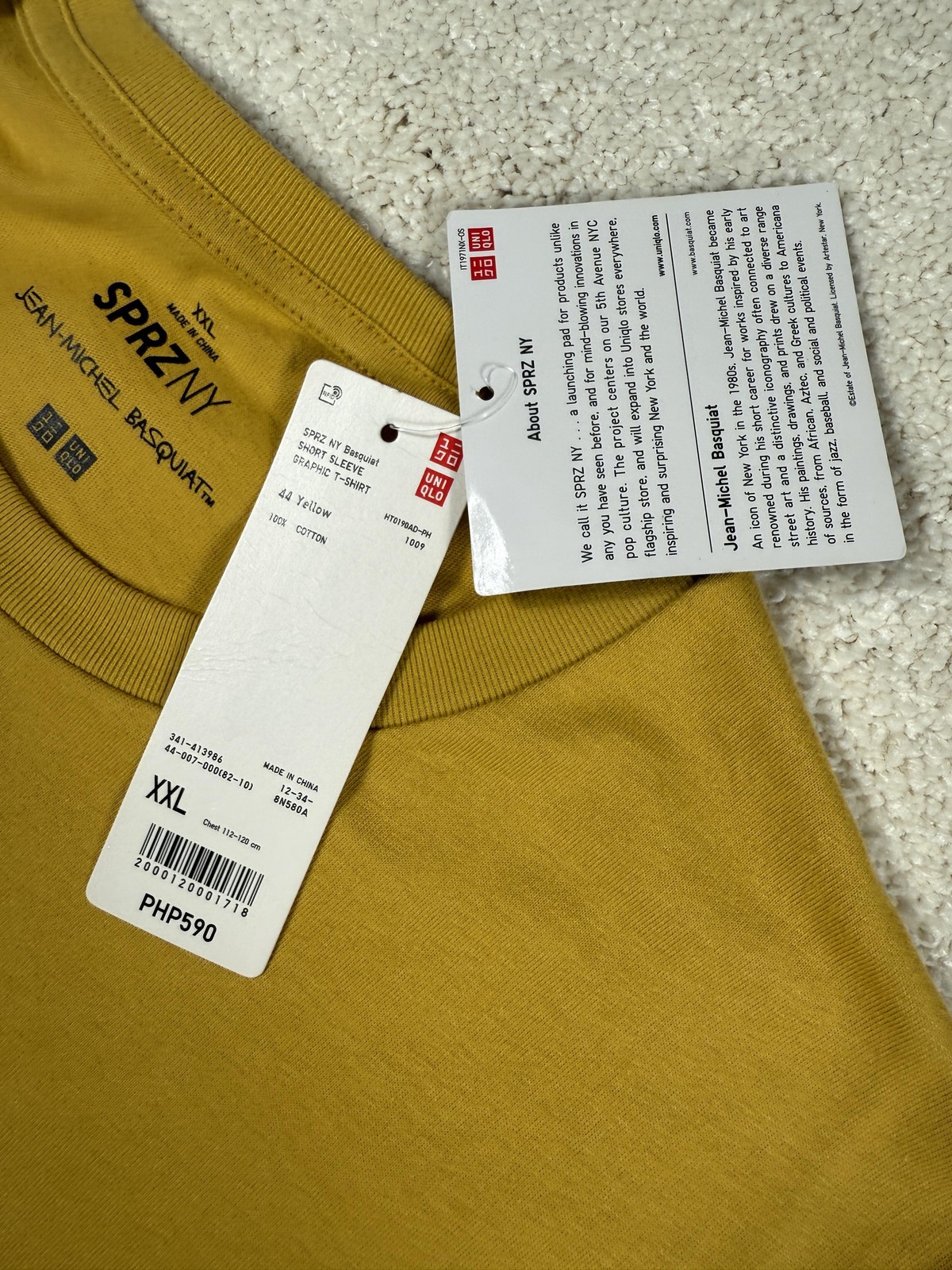 Uniqlo SPRZ NY Basquiat Shirt Mens 2XL Yellow King Pleasure Pocket Graphic Tee gallery