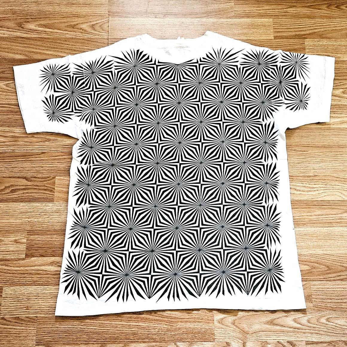 Vintage 80s 90s Trippy LSD Drug Optical Illusion AOP All Over Print T Shirt XL gallery