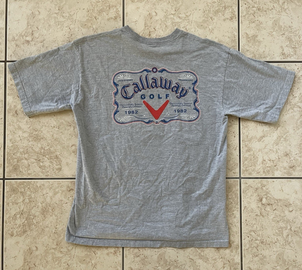 Callaway Golf Men’s Short Sleeve Gray Large Athletic Club Classic VTG Ball Tee