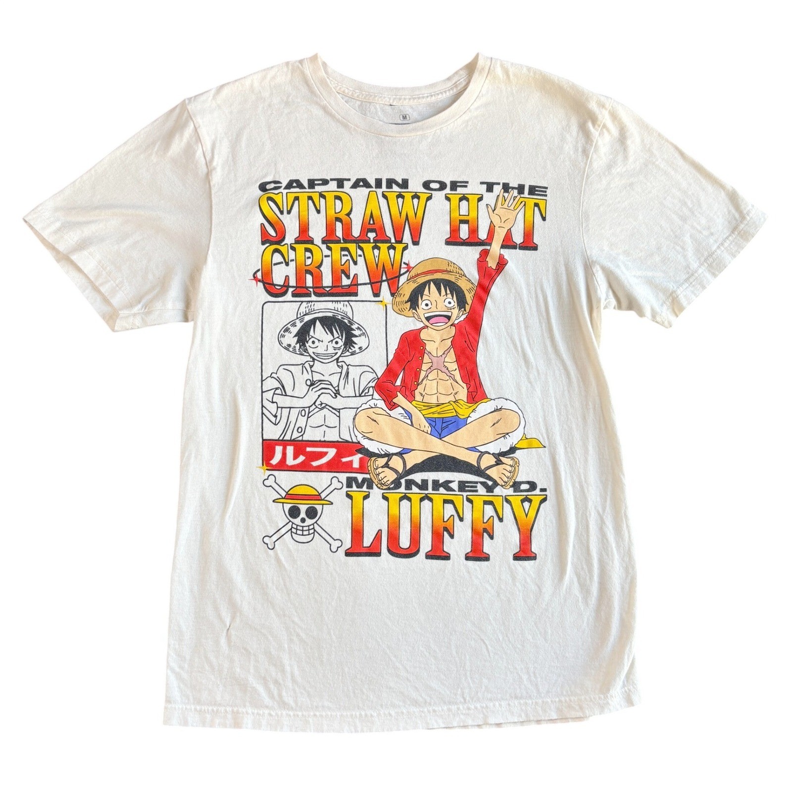 One Piece Monkey D Luffy Straw Hat Crew Ripple Junction Anime T-Shirt Mens M