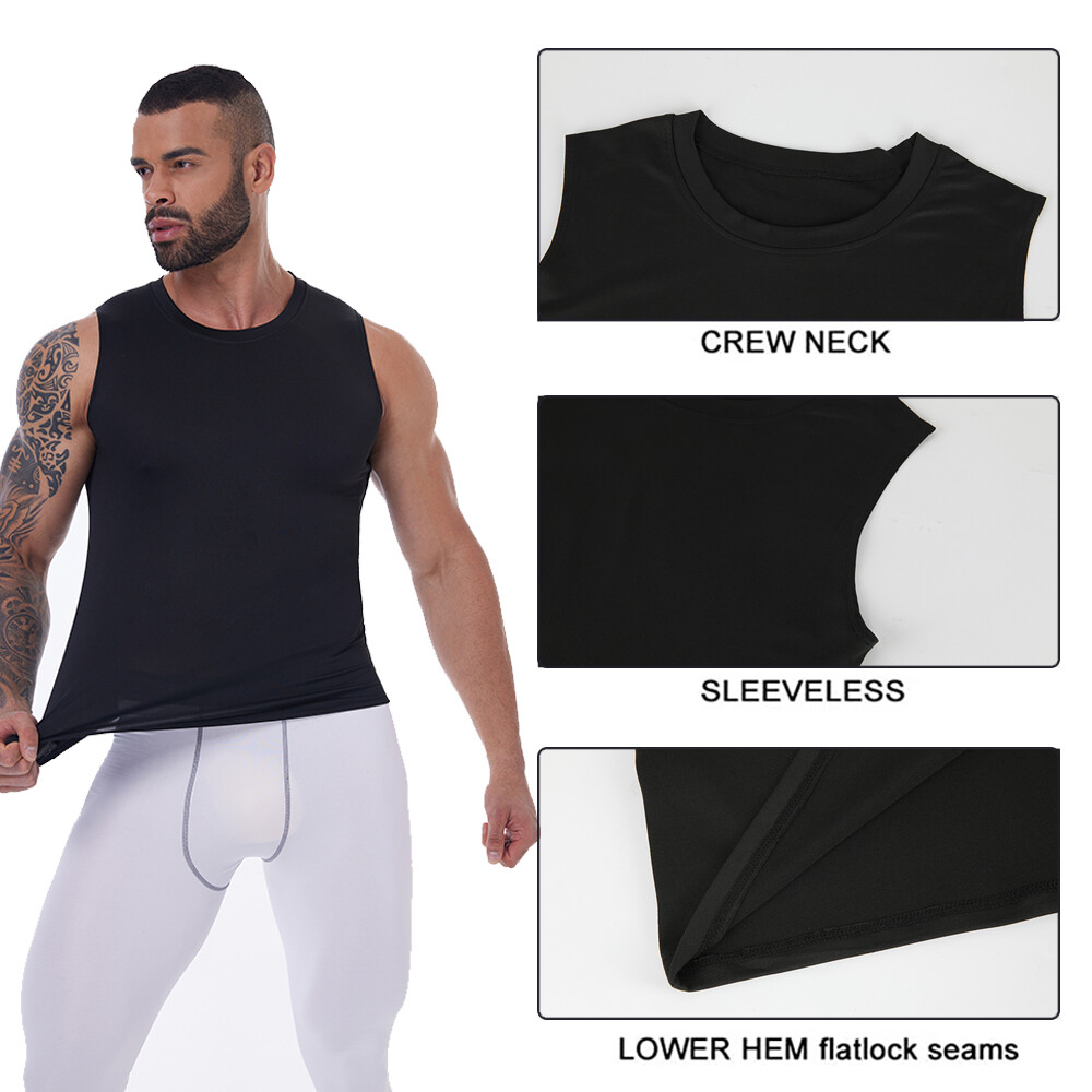 Mens Slimming Activewear Compression Vest T-Shirt QUICK DRY Tank Tops 2 Pack Top gallery