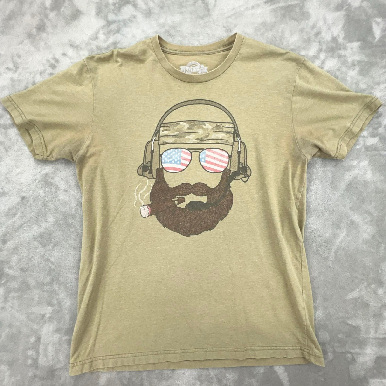 Art 15 Clothing Men's Large Tan Graphic T‑Shirt Veteran Owned Bearded Operator gallery