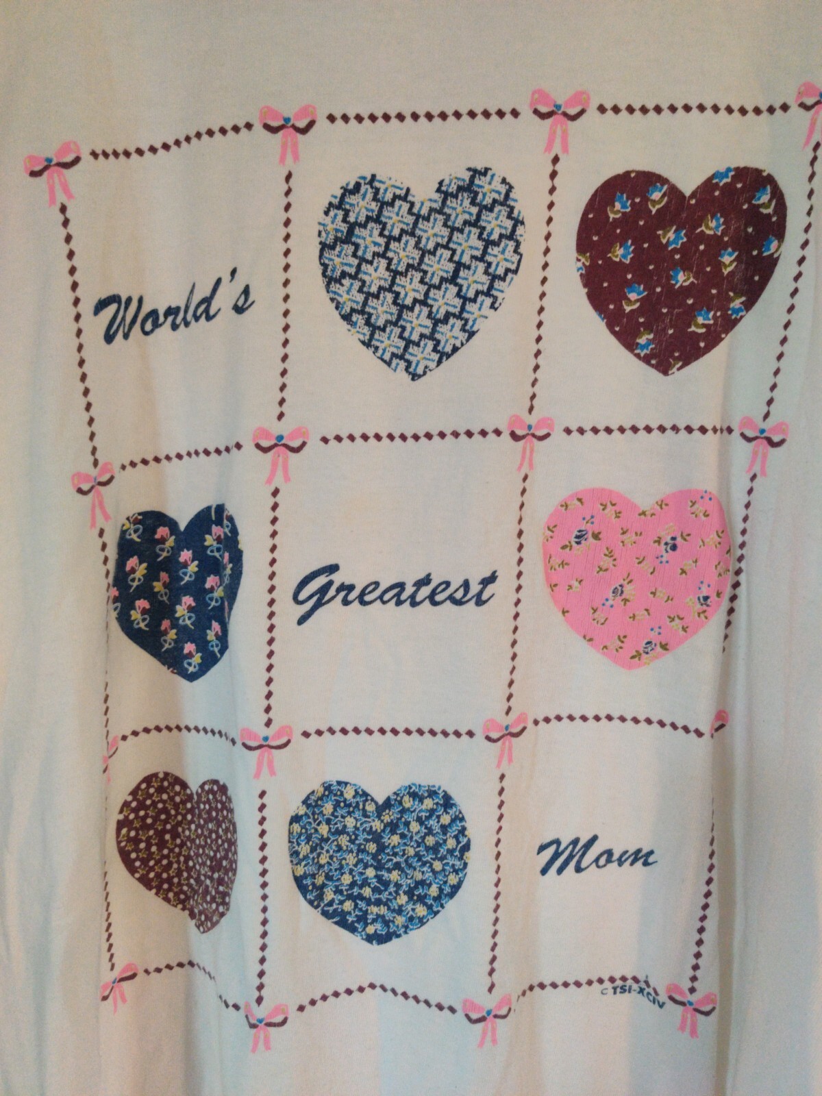 TSI Worlds Greatest Mom T Shirt Made In USA Single Stitch size large flaw read gallery