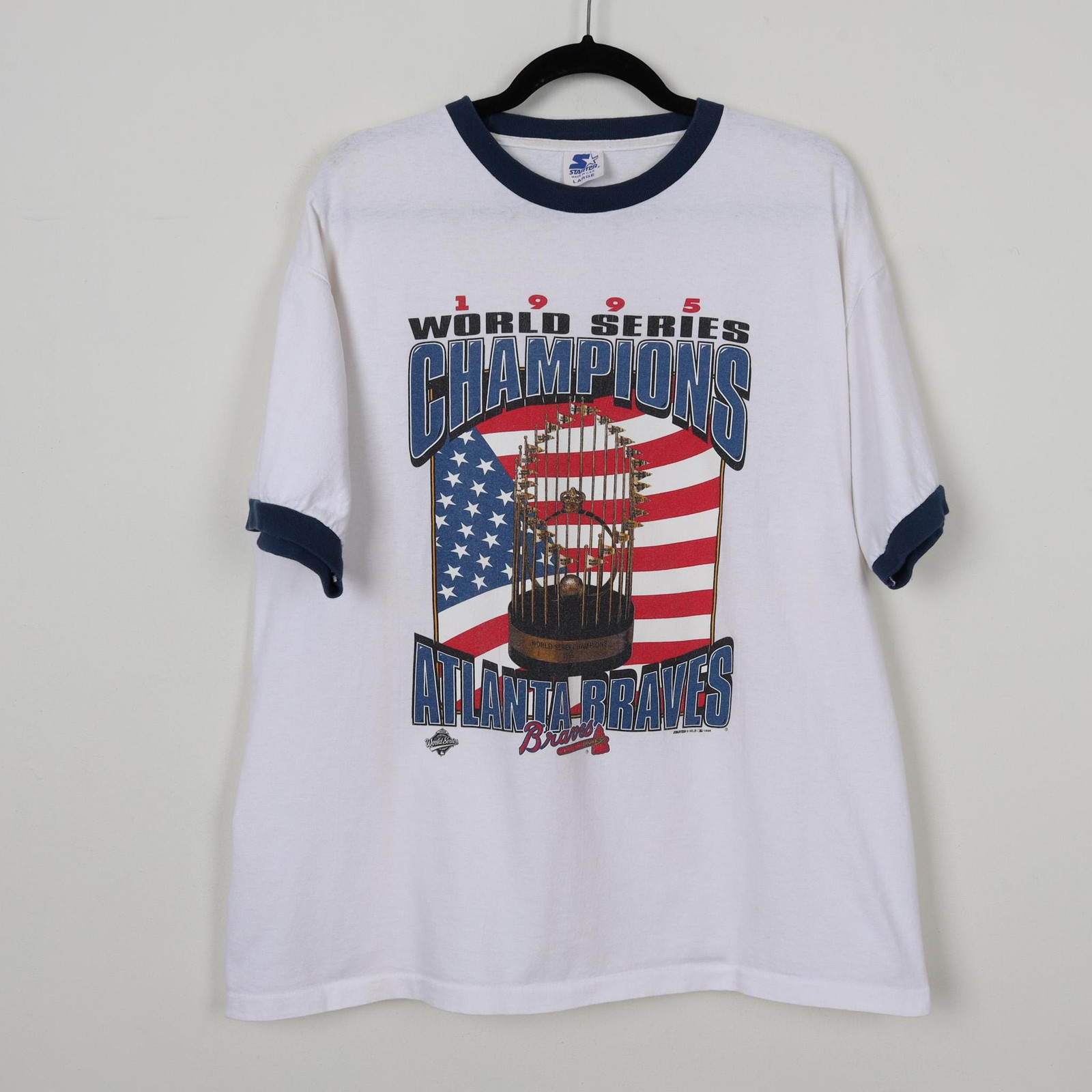 Vintage 90s Atlanta Braves 1995 World Series MLB Starter T-Shirt Size Large
