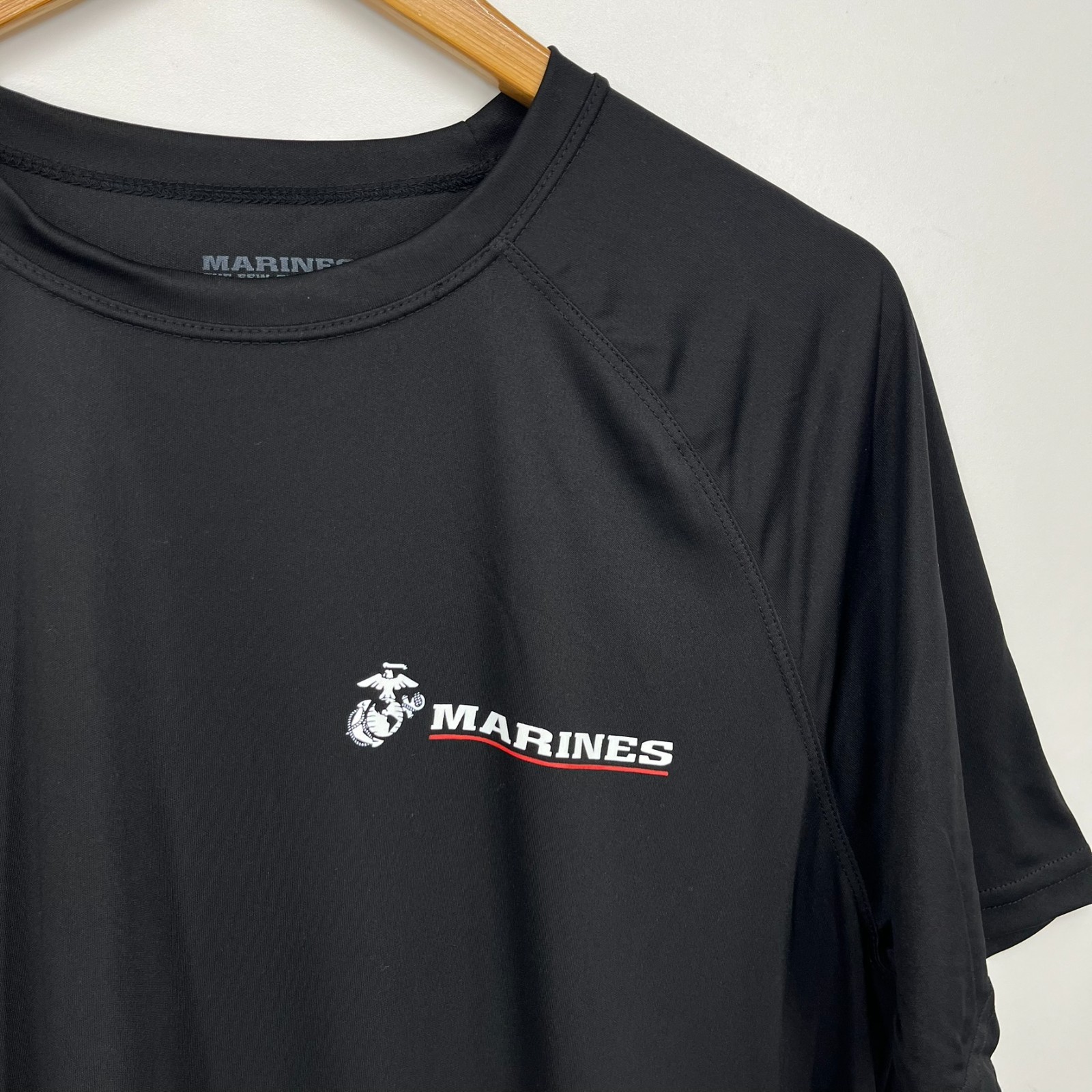 USMC Marines Short Sleeve T-Shirt Men's Size L Black Moisture Wicking USA NWOT gallery