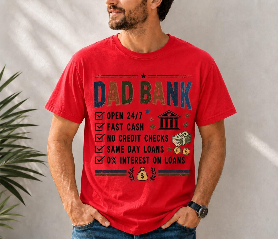 Funny Dad Bank Shirt Joke Father's Day Gift From Kids New Dad Life Graphic Tee gallery