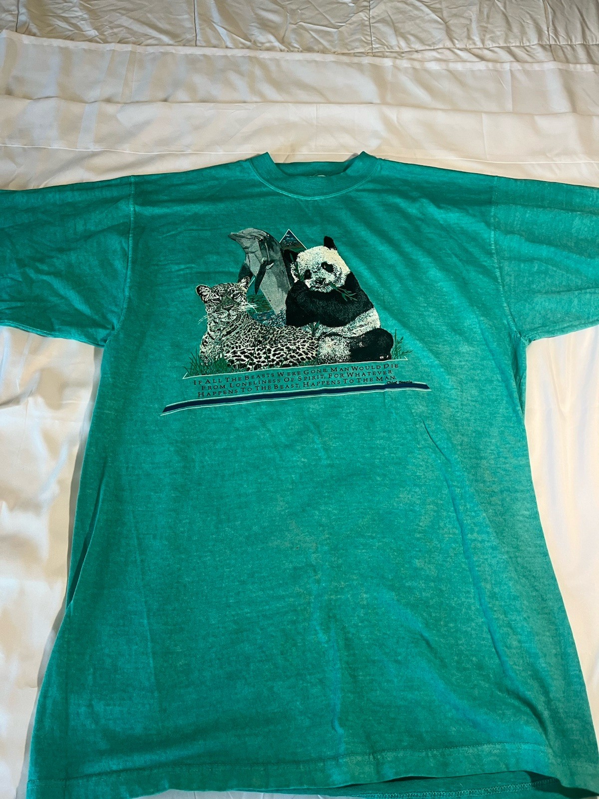 Vintage 90s Galt Sand Wildlife Shirt Size L Panda Leopard Dolphin