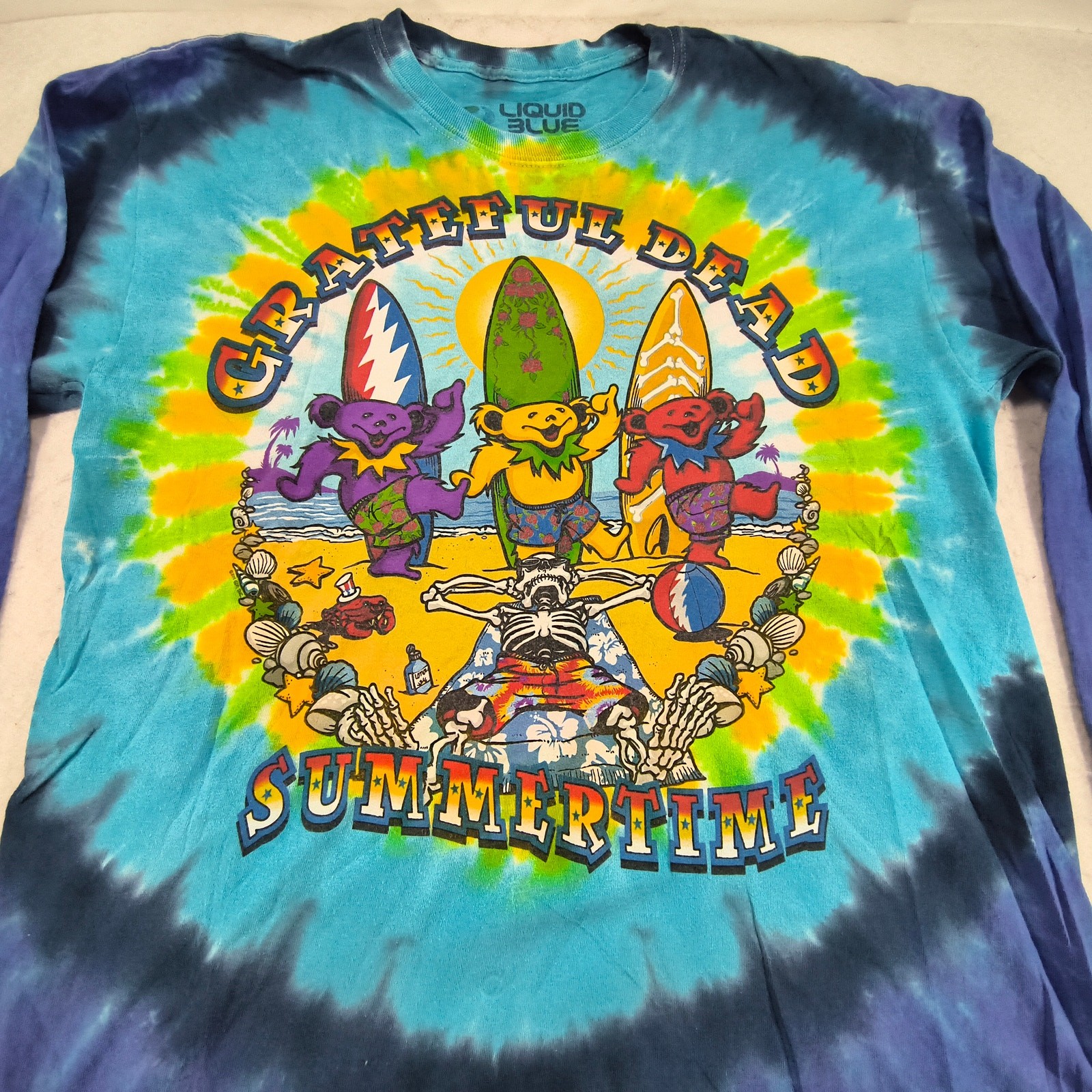 Grateful Dead Band Liquid Blue Long Sleeve Graphic Shirt Mens Size L Tie Dye gallery