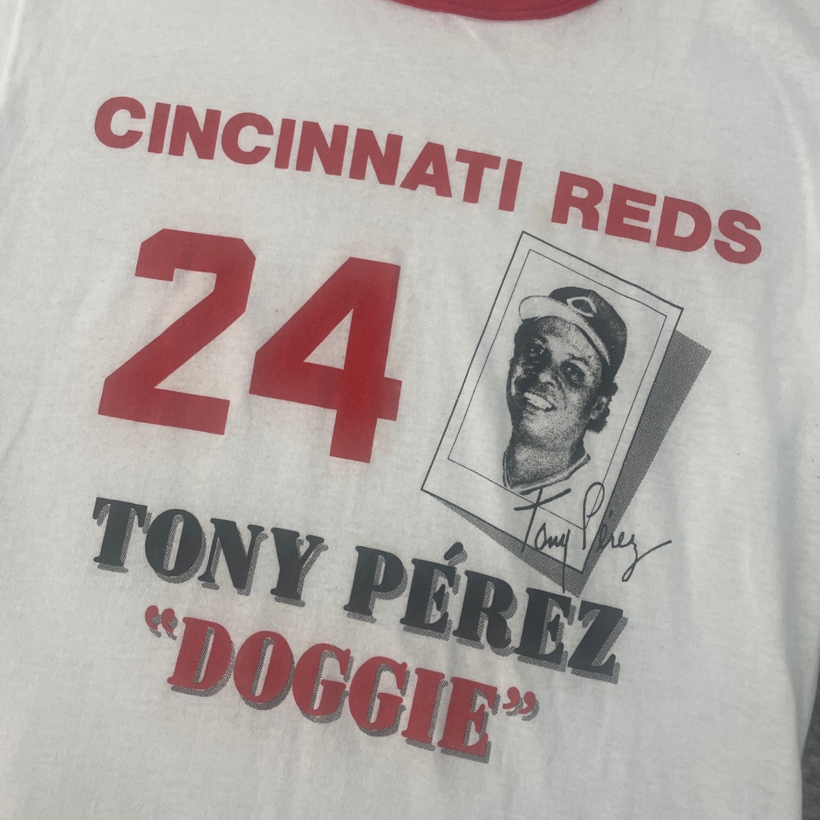 VTG Wolf Tony Pérez Doggie Cincinnati Reds Ringer T-Shirt L USA Made MLB 80s gallery