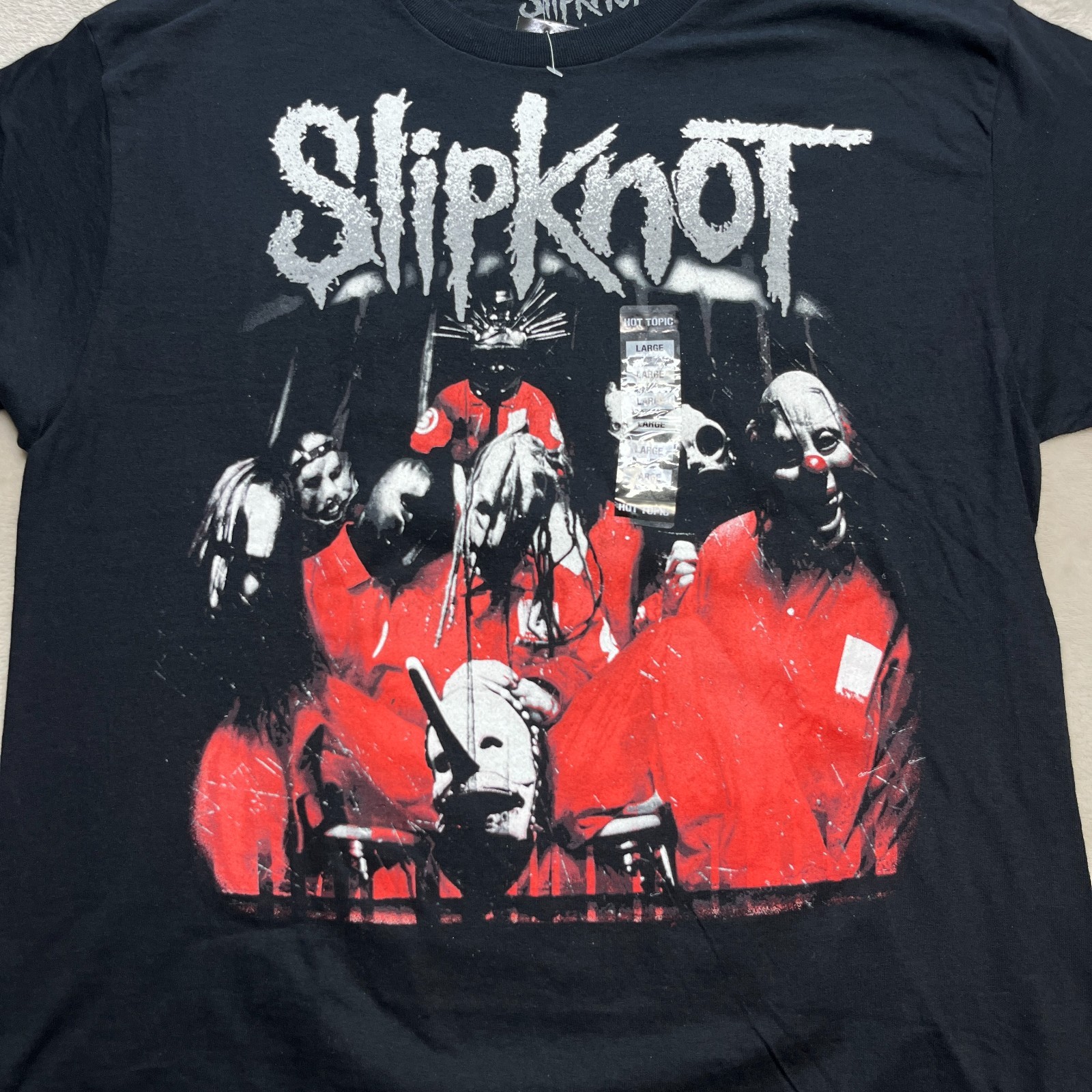 Slipknot Self-Titled Album Cover Art Heavy Metal Band Tee Large Barcode On Back gallery