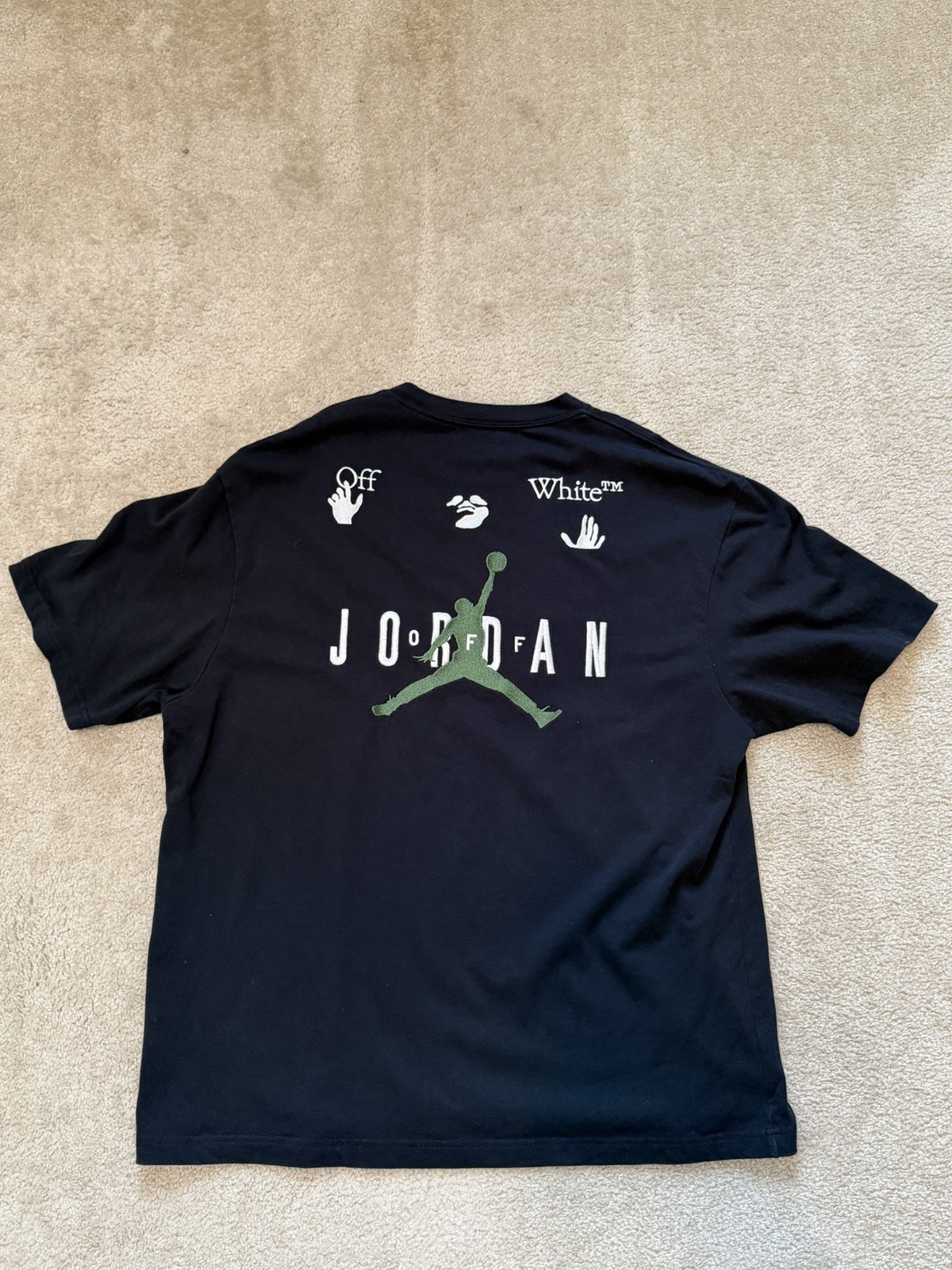 Jordan X Off-White MJ T-Shirt Black/White/Forest Green Size XL gallery