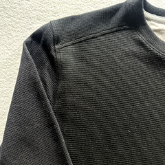 Eddie Bauer pullover crew neck waffle texture ribbed neck cuffs black mens Large