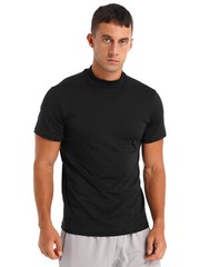 Mens Mock Turtleneck T Shirts Short Sleeve Cotton Basic Undershirt Slim Fit Tops