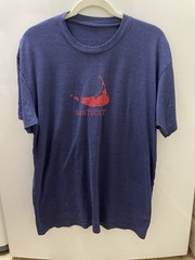 Nantucket Island Map Tri-blend T Shirt Navy Blue Sunken Ship Soft Tee Sz Medium