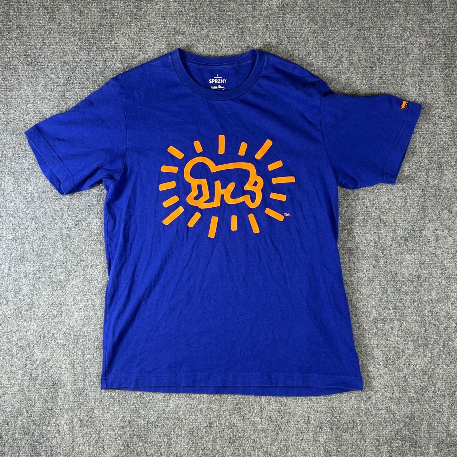 Uniqlo SPRZ NY Keith Haring MoMA Radiant Baby Blue Orange Graphic T-Shirt L
