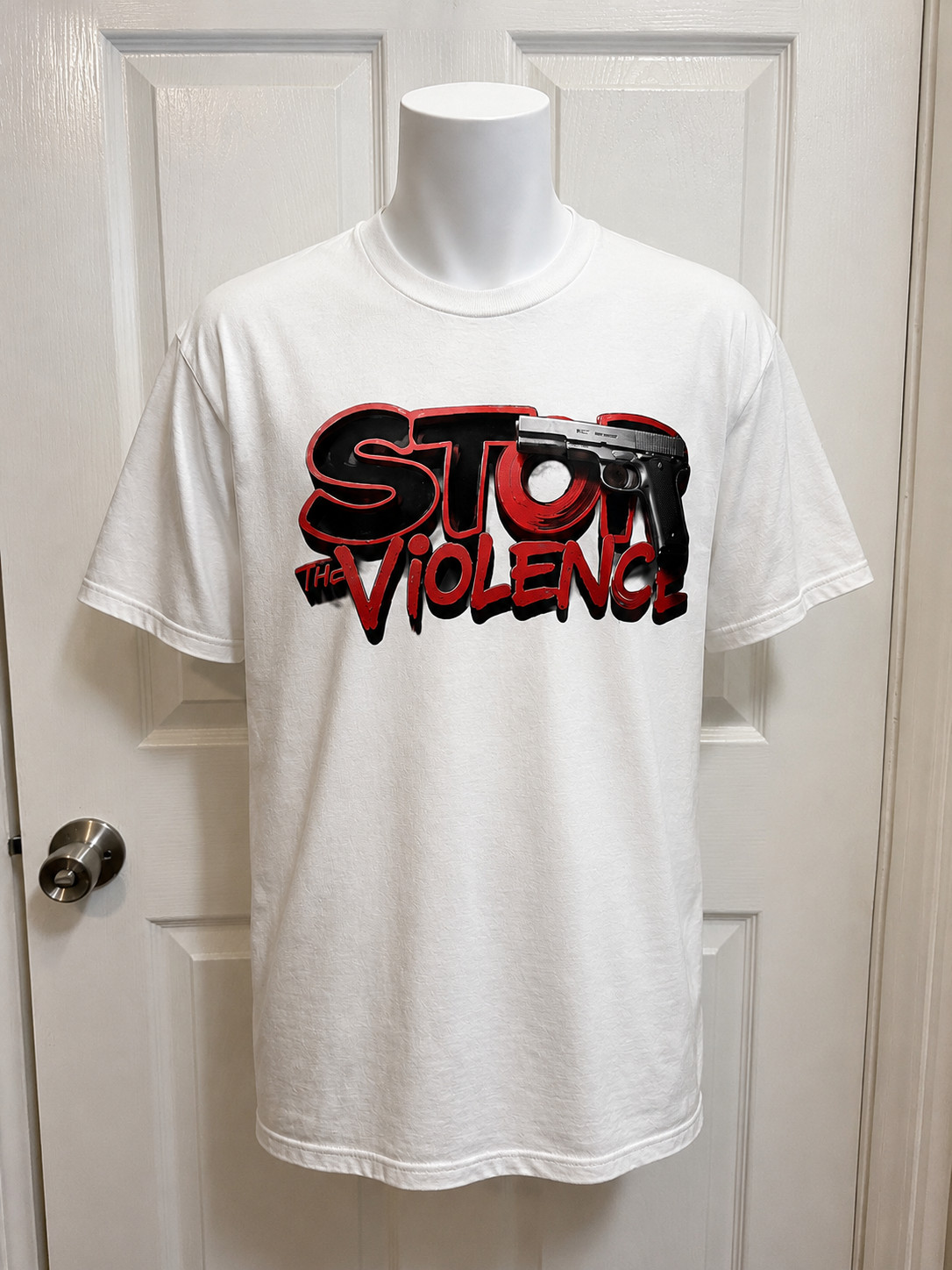 Stop The Violence Graphic T-Shirt Mens Large White Streetwear Tee New gallery