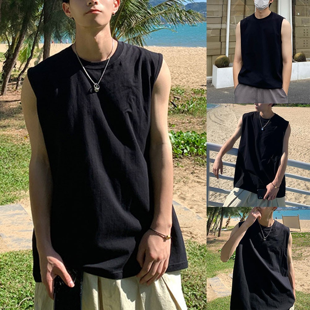 Fashion Vacation Daily Men's Vest Summer Tank Solid Tops Casual Slight Stretch gallery