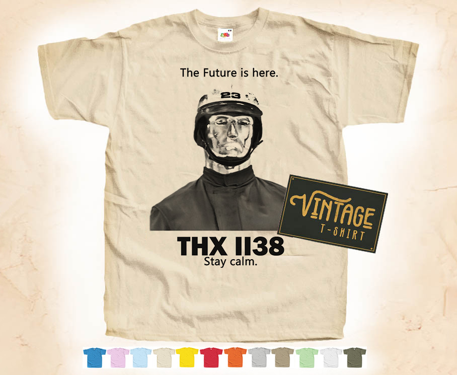 Black Print THX 1138 vol.2 T-SHIRT Tee Vintage Poster 12 Colors S-5XL