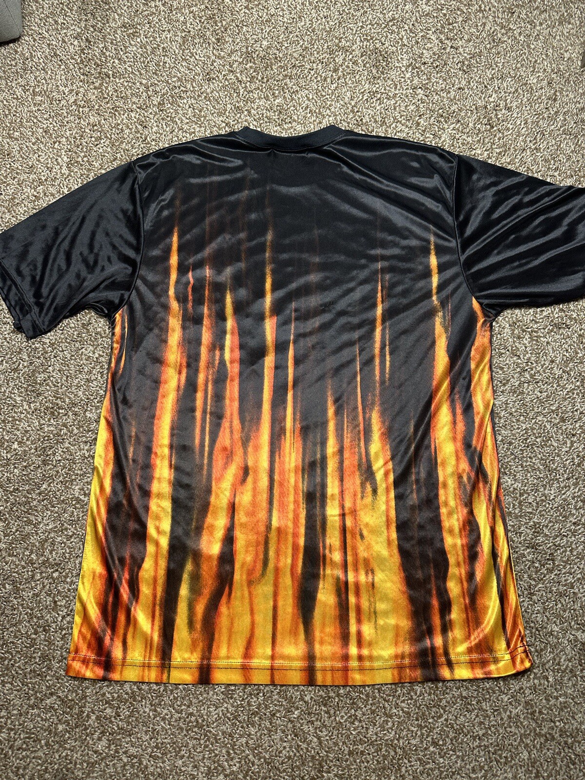 Lot 7 Vtg No Boundaries Flames Sheer AOP Dragon Rave Y2K M/L Anime Hardy Shirt gallery