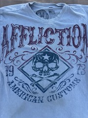 Vintage Affliction American Customs grey Skull Graphic Y2K Tee Men’s M