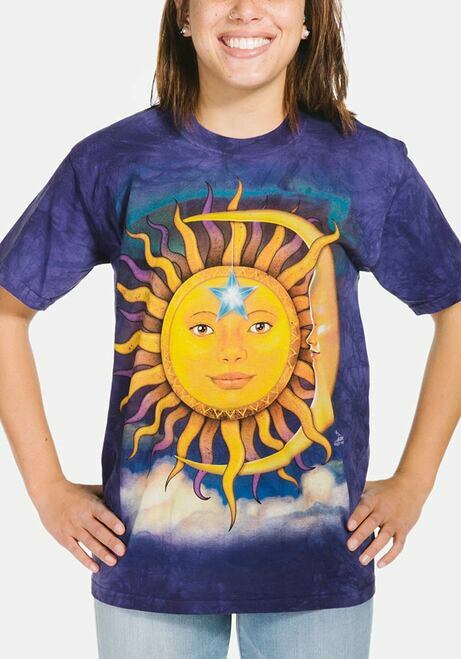 Sun Moon Lunar Solar Shining Star Yin Yang Mountain Purple Cotton T-Shirt S-5X gallery