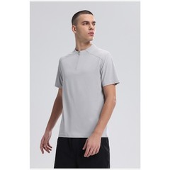Half Zip Comfortable Short Sleeve Top Men’s High Stretch Running Fitness Shirt