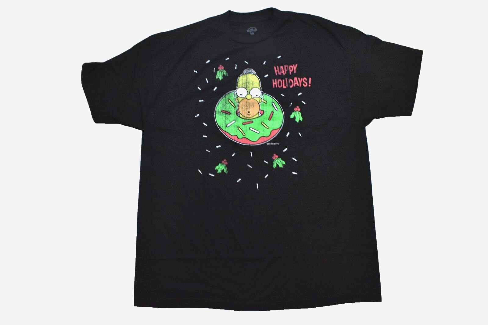 The Simpsons Mens Happy Holidays Homer Simpson Distressed Print Shirt NWT XLT gallery