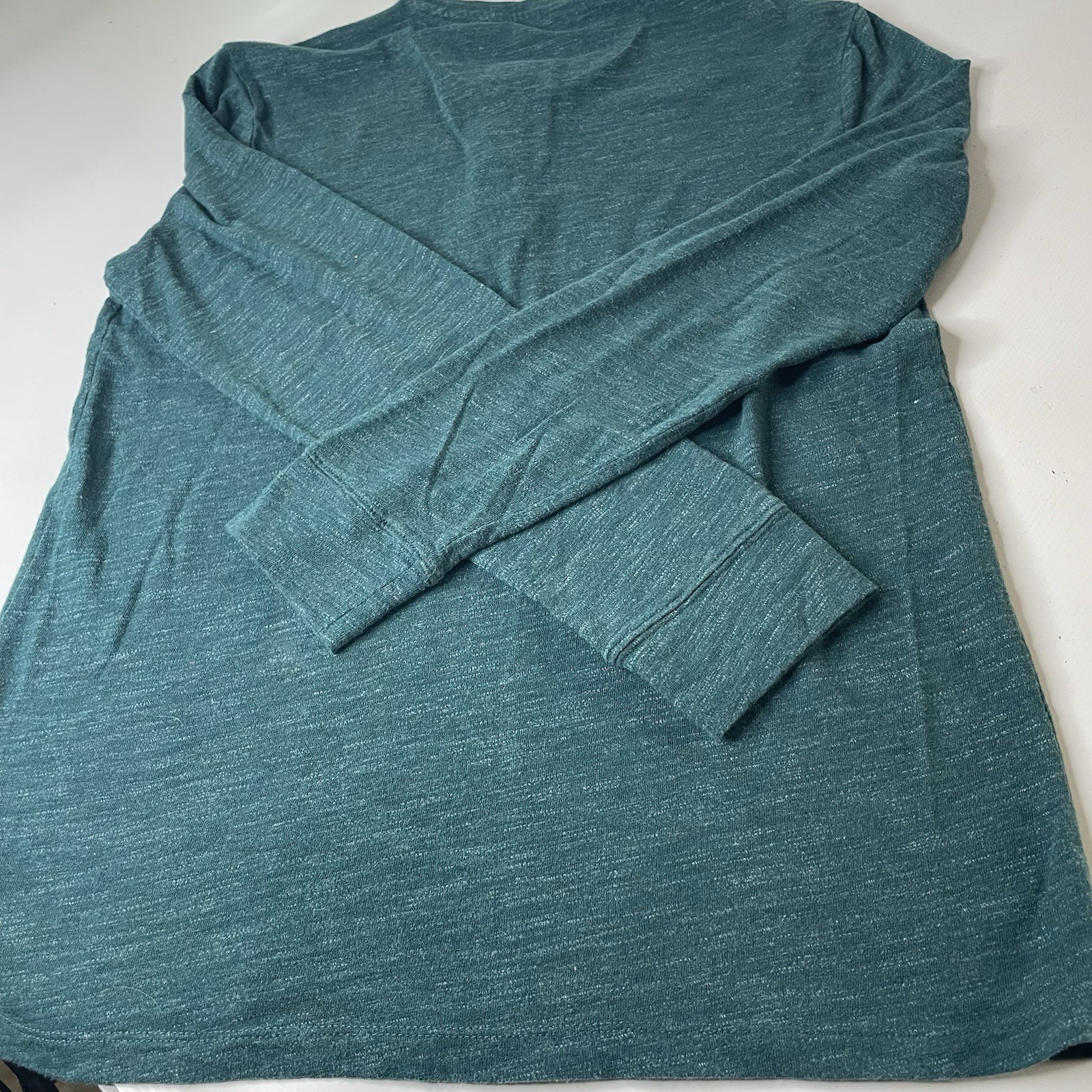 Marc Anthony Luxury Men's Teal Solid Knit Henley Button Long Sleeve Tee M Luxery gallery
