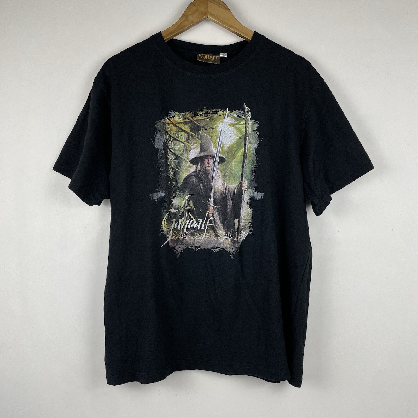 The Hobbit Desolation Of The Smaug Gandalf Shirt Mens XL Black 2013 Read Descri