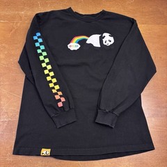 Enjoi Panda Shirt Mens Large Black Skateboarding Rainbow Logo Skate Tee Y2K
