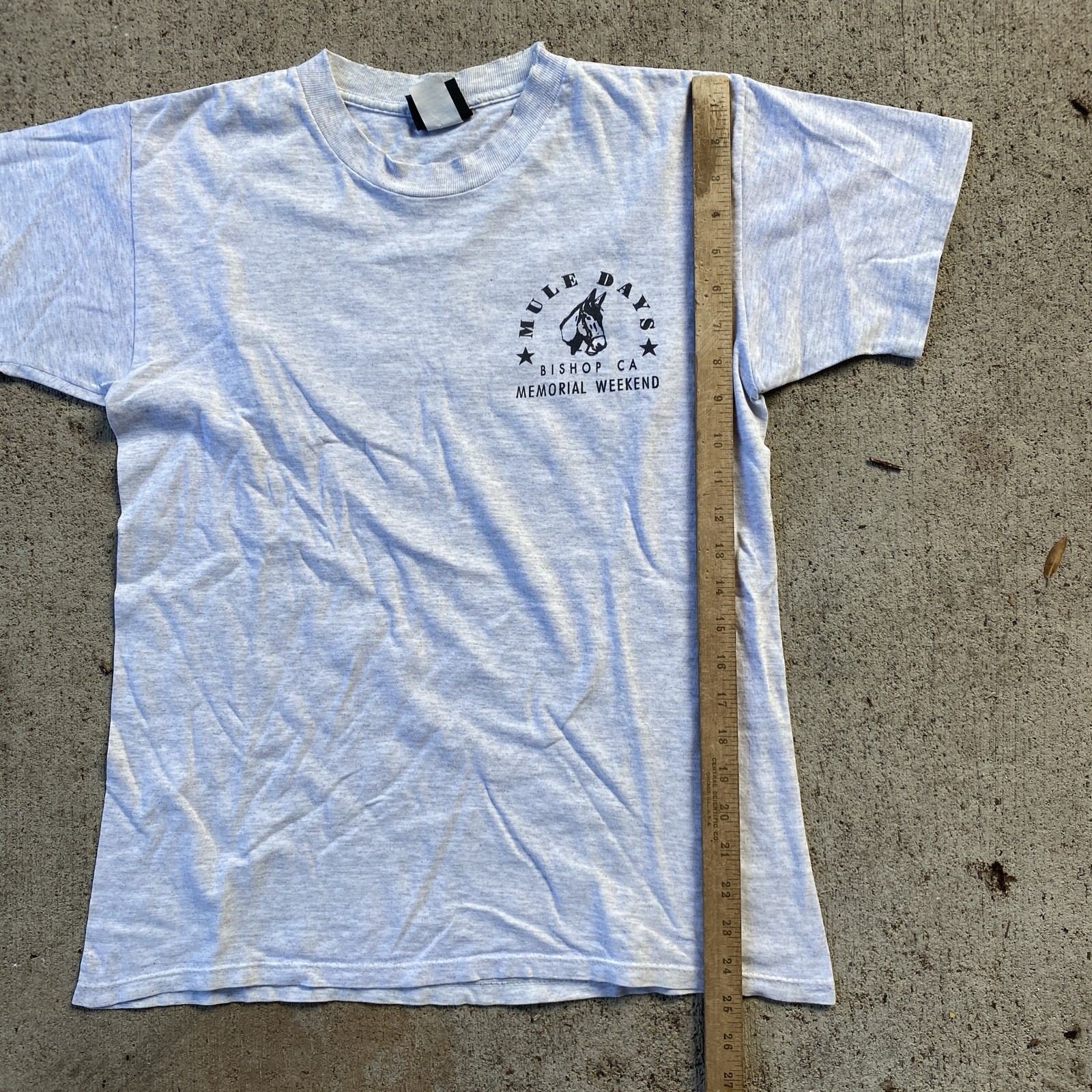 Vintage 90s MULE DAYS Tee Shirt Bishop Lone Pine Mt. Whitney Grey Medium gallery