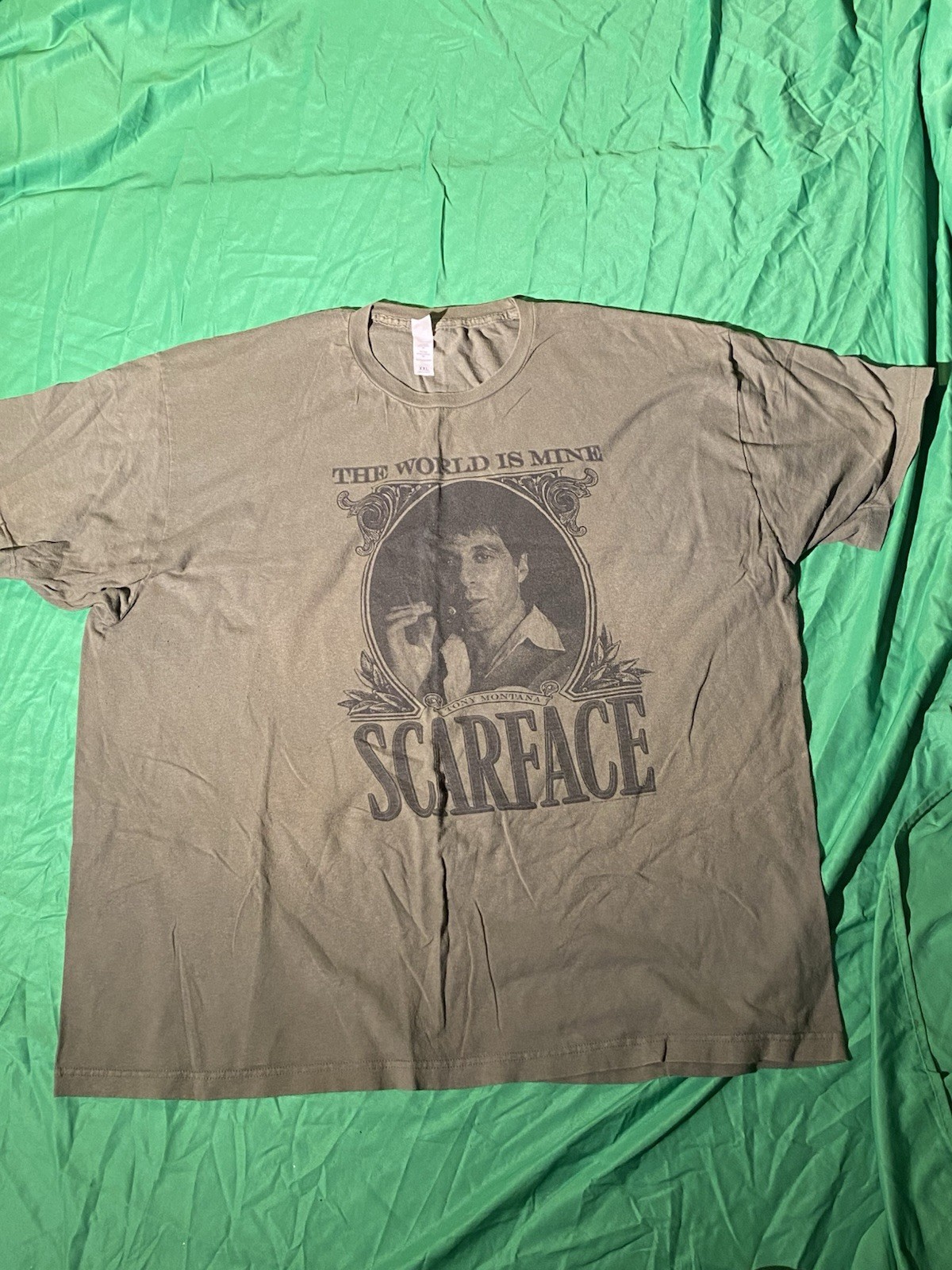 Scarface The World Is Mine T-Shirt Men’s Green Tony Montana Movie Graphic Tee