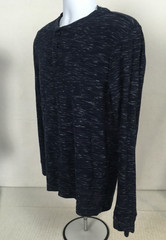 Marc Anthony Henley Men Size L Navy Blue Grey Long Sleeves Slim Fit Round Neck