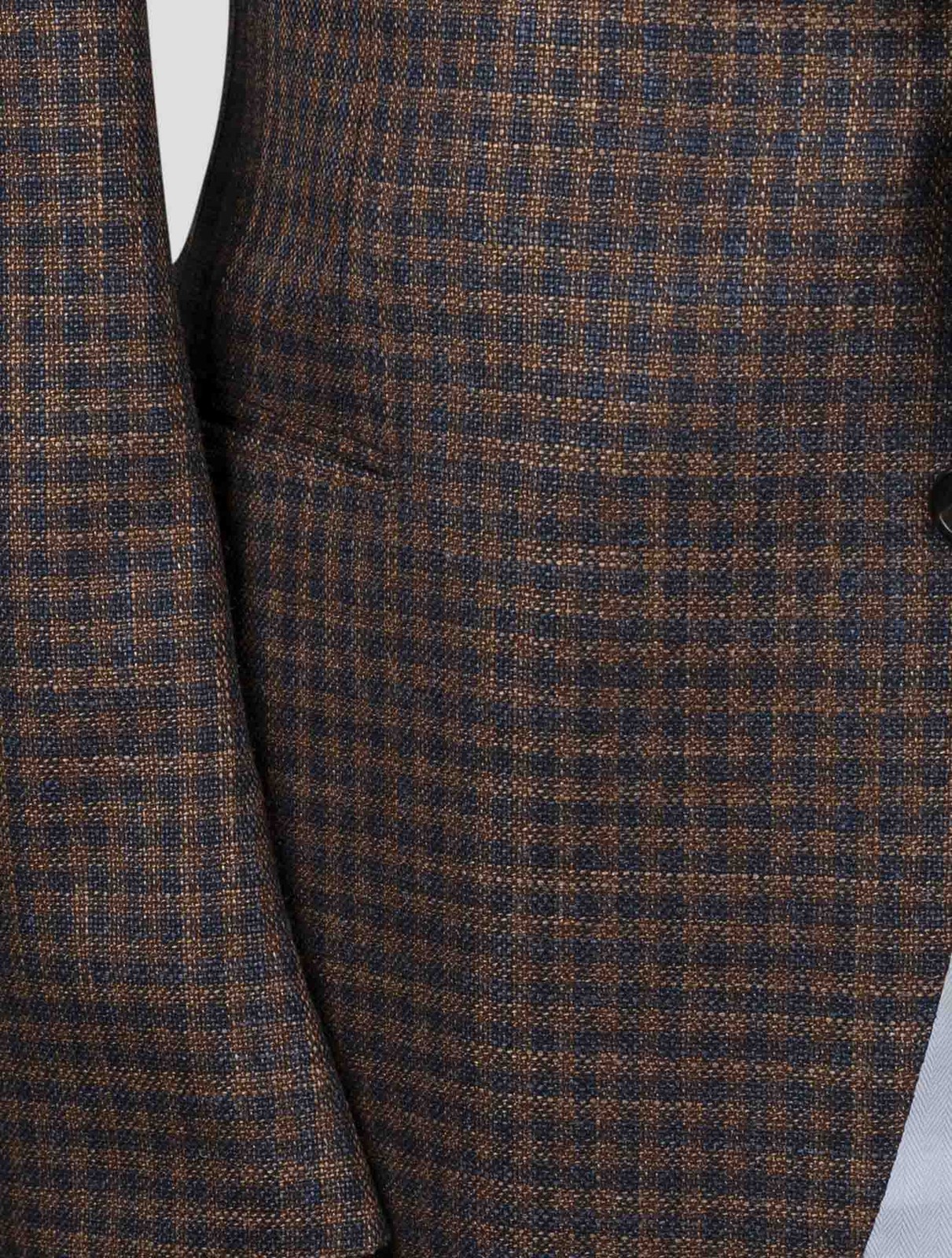 NEW CESARE ATTOLINI BROWN BLUE WOOL SILK BLAZER US 46 - EU 56 CA27 gallery