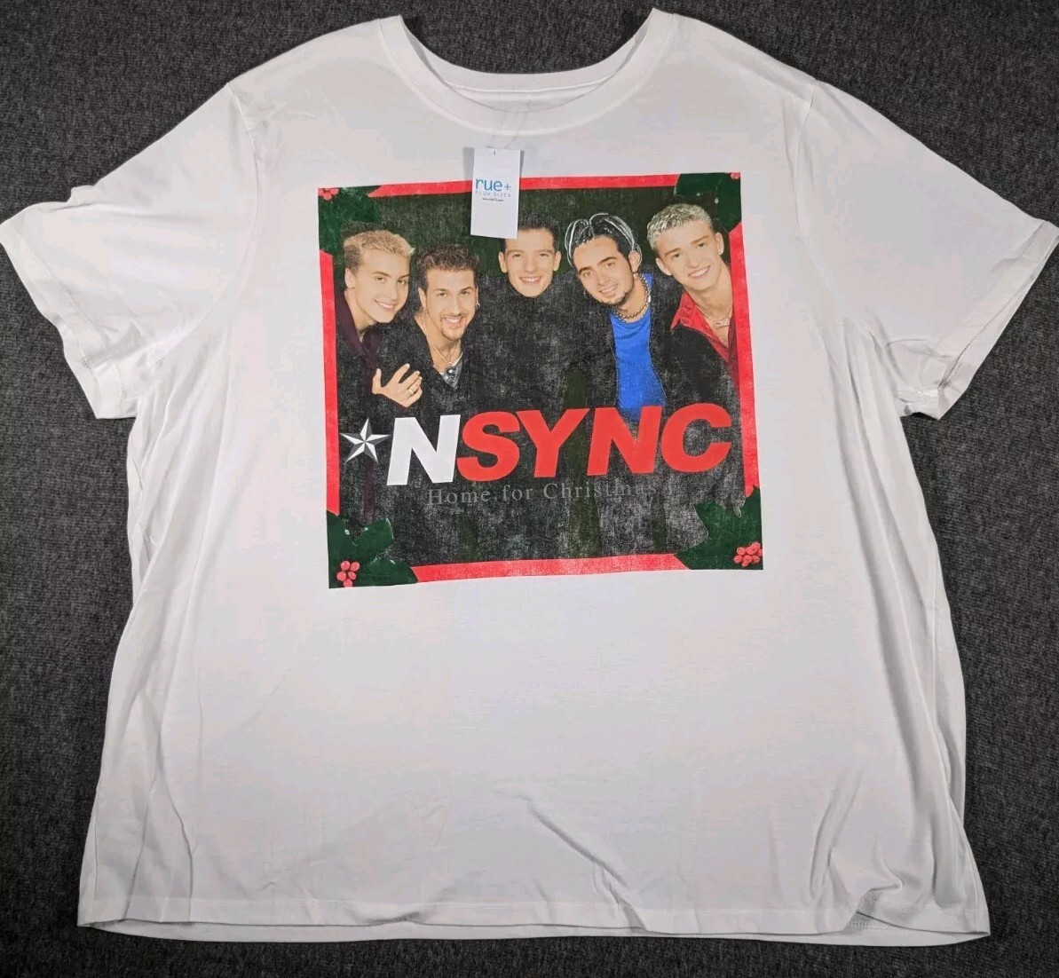 Rue21+ Plus Zeeks 3XL Nsync White shirt christmas Cottonpolyester NWT
