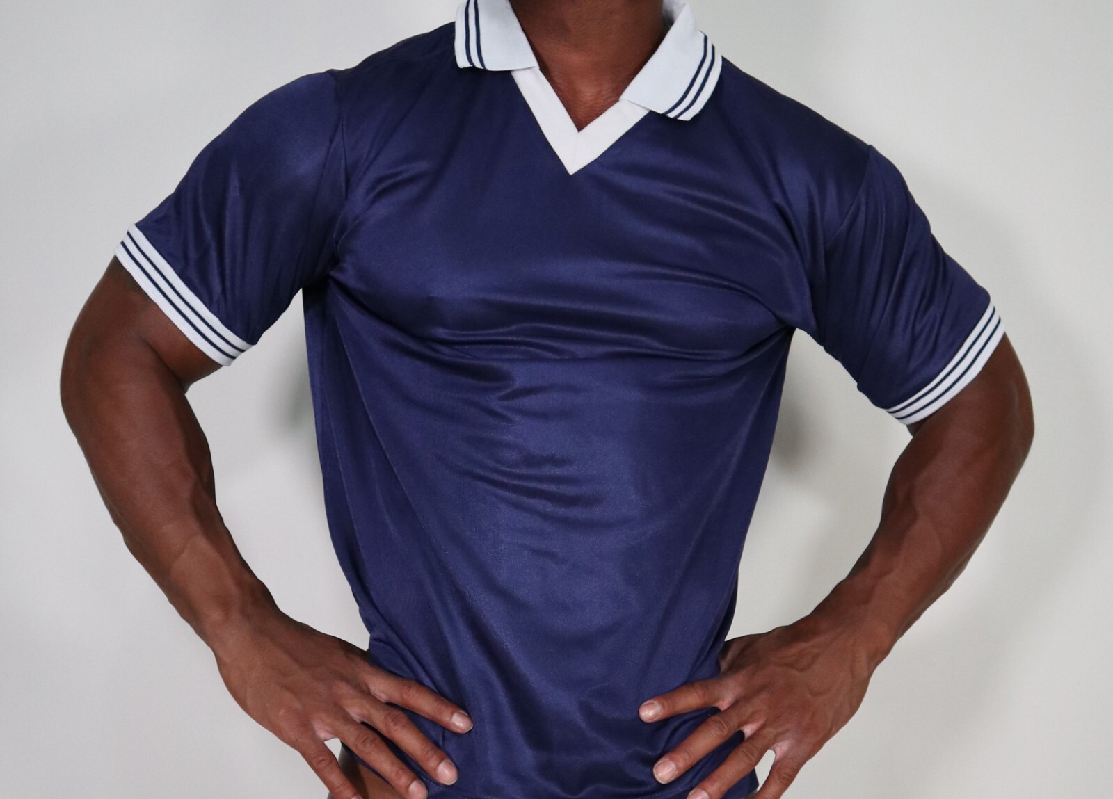 MEN’S DARK BLUE SHINY COLLARED SHIRT ADULT LARGE
