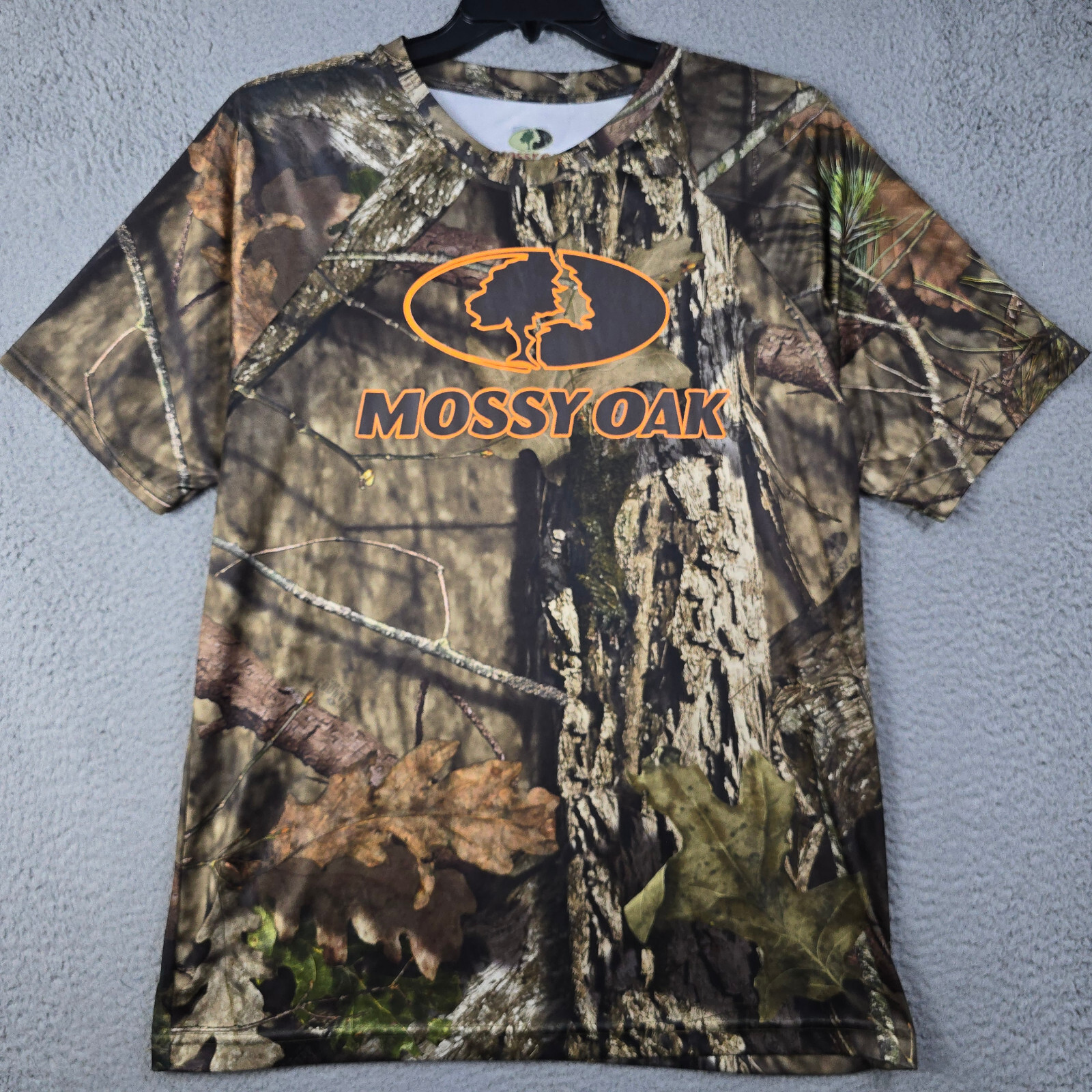 Mossy Oak Camo Shirt Large Brown Green Outdoor Hunting Fishing Casual Polyester