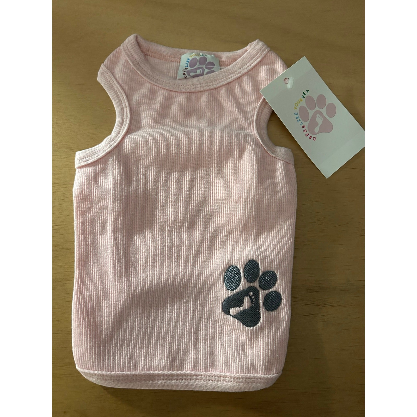 New Paw 🐾  Print 🐶 Dog T-shirt Light Pink size Xxs 6 1/4”x9”