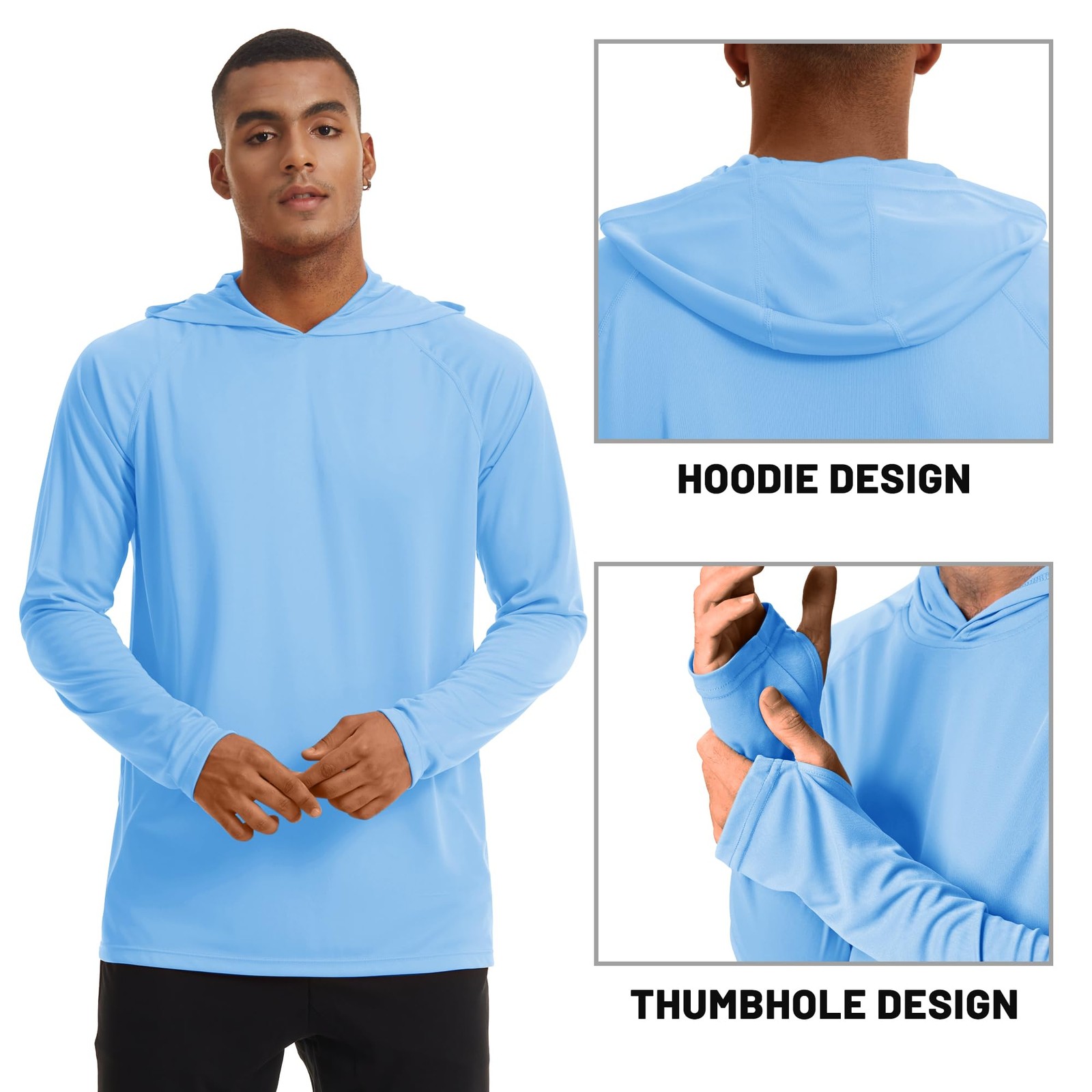 UPF50+ Mens Sun Block Hoodie Long Sleeve Skin Protection Sun Shirts Fishing Tops gallery