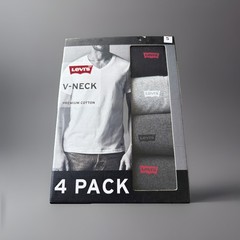 Levi’s Men’s Size Small V-Neck Premium Cotton Multicolor T-Shirts (4-Pack). New