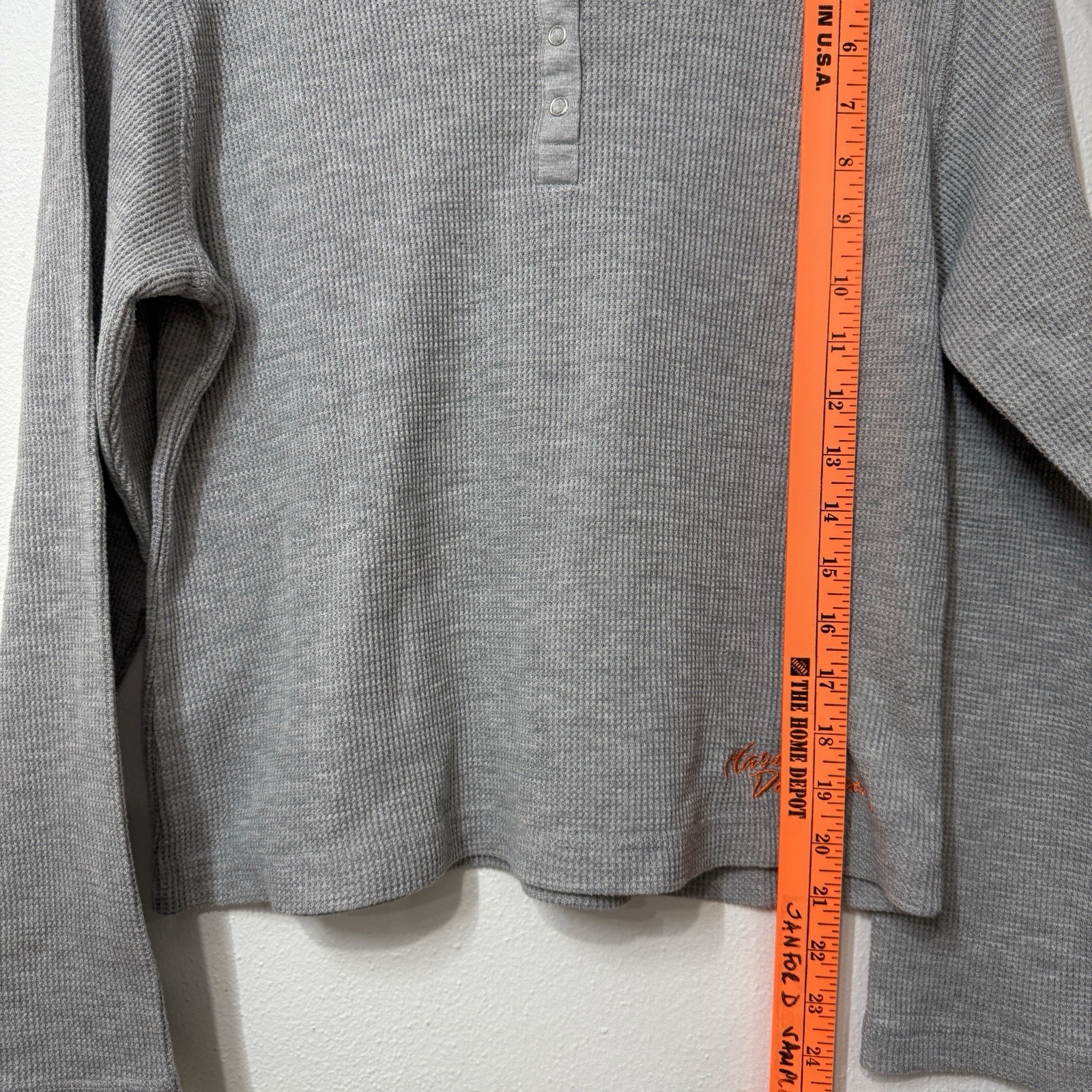 Vintage 90s Harley Davidson Embroidered Thermal Long Sleeve Henley Gray Shirt gallery