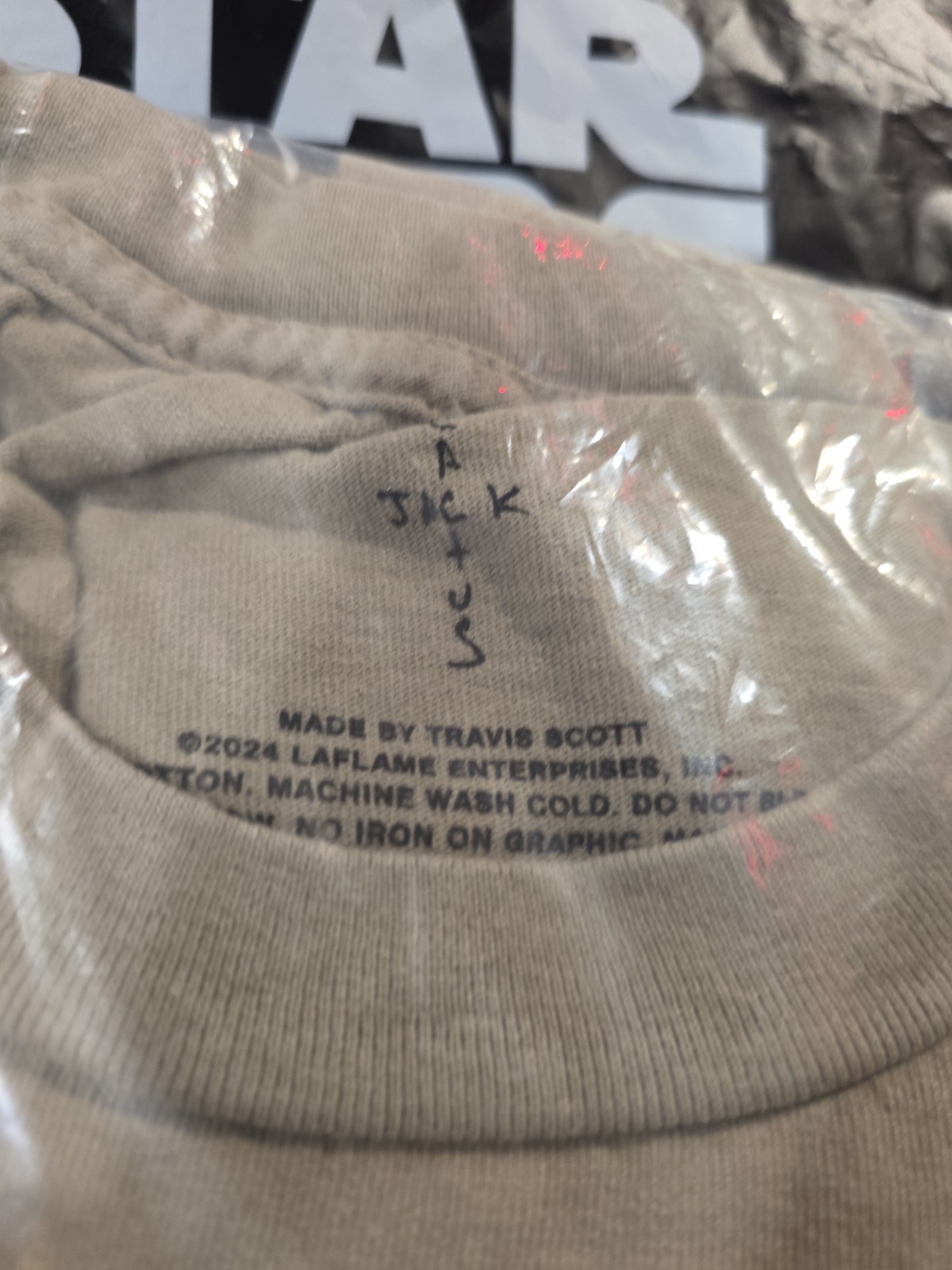 Travis Scott Men’s L Beige Utopia CJ Relic Cactus Jack Cotton Crew Tee