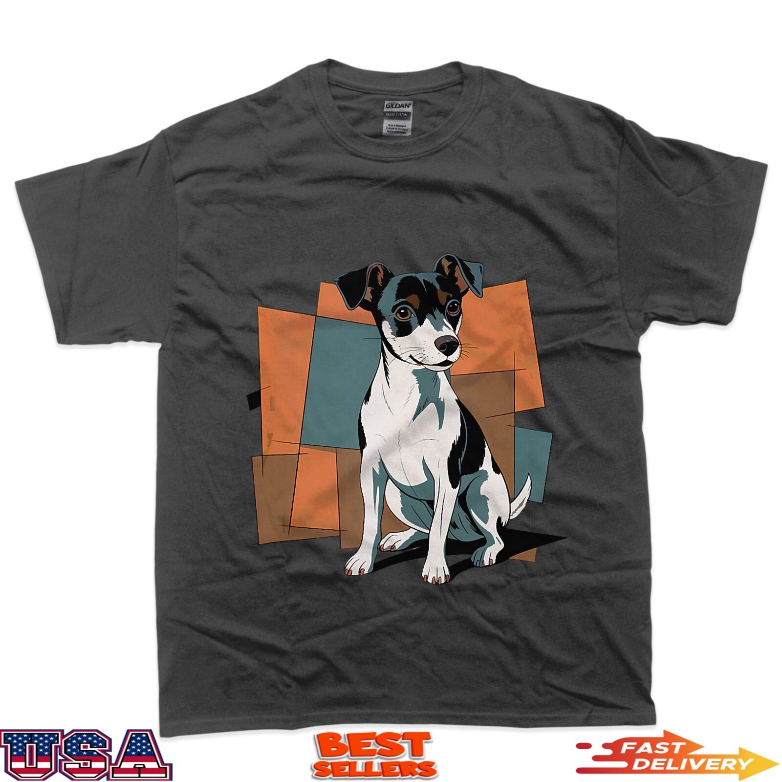 Funny Rat Terrier Puppy Dog Abstract Art Cartoon T-Shirt gallery
