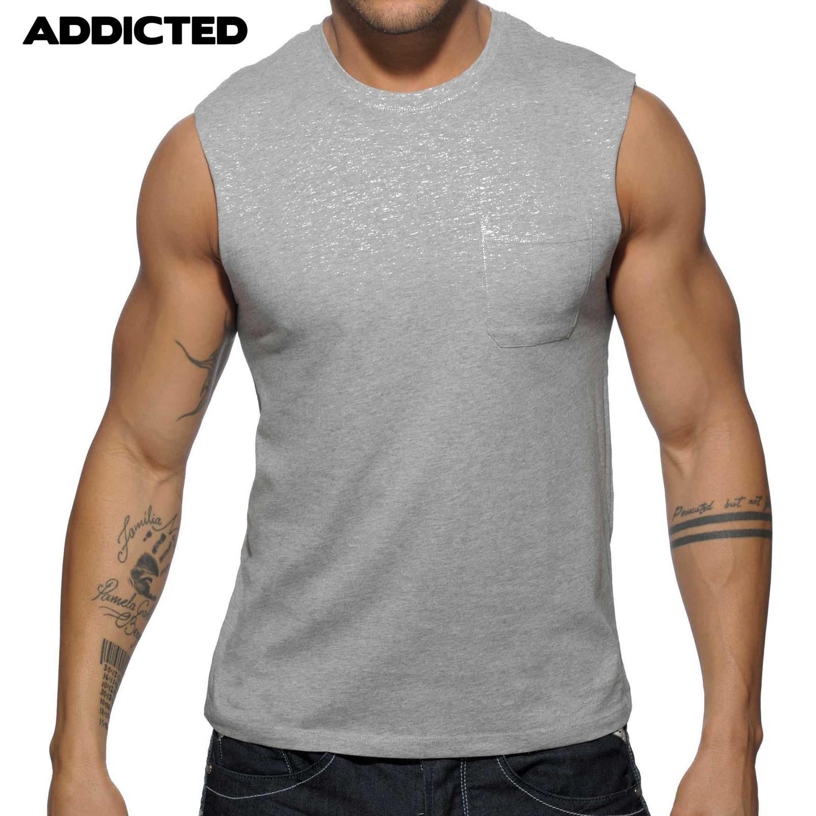 Addicted Sleeveless Pocket T Shirt XXL runs small New with tags 100% cotton gallery