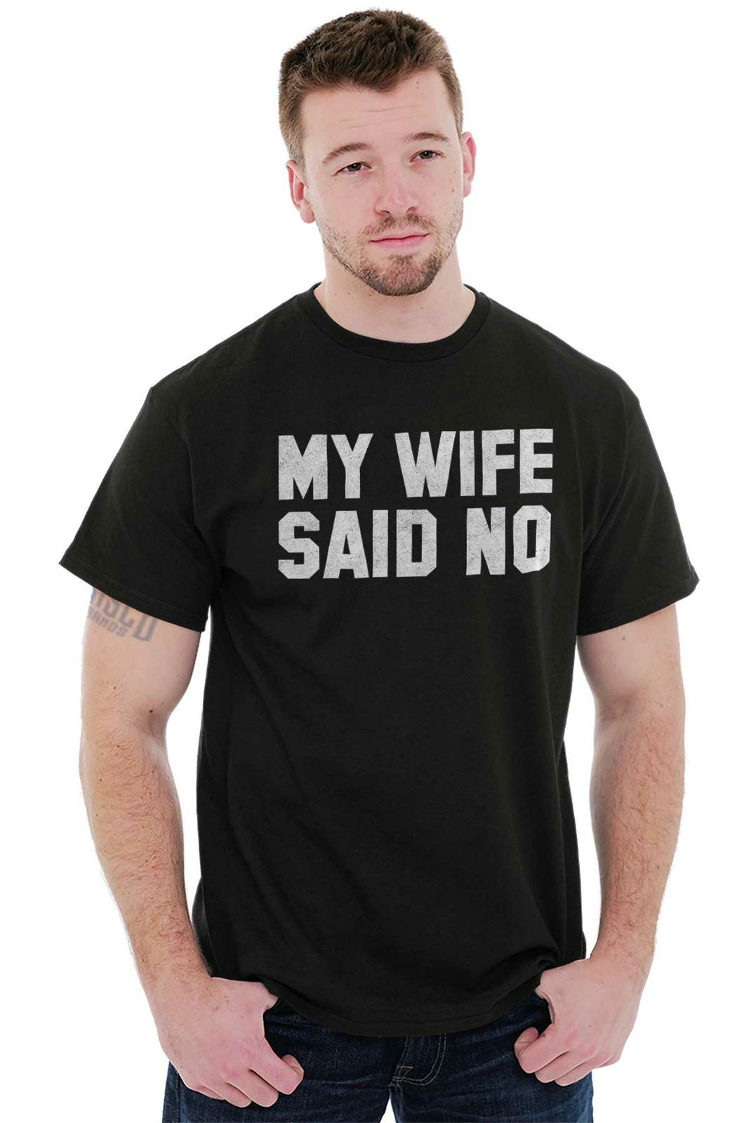 My Wife Said No Husband Engagement Funny Mens Casual Crewneck T Shirts Tees gallery