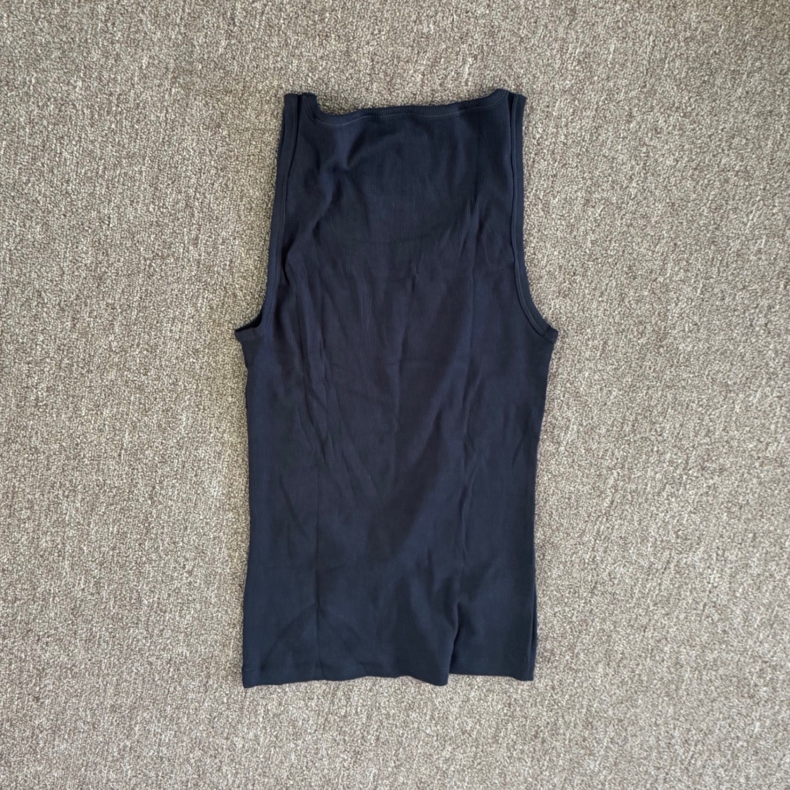 SKIMS Mens Cotton Rib Tank Top Onyx Black Ribbed Scoop Neck TP-TNK-5788M Size M gallery